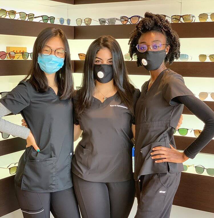 3 people in masks