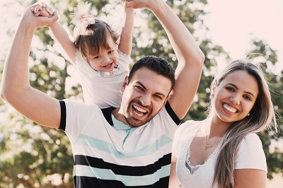 Family portrait in park