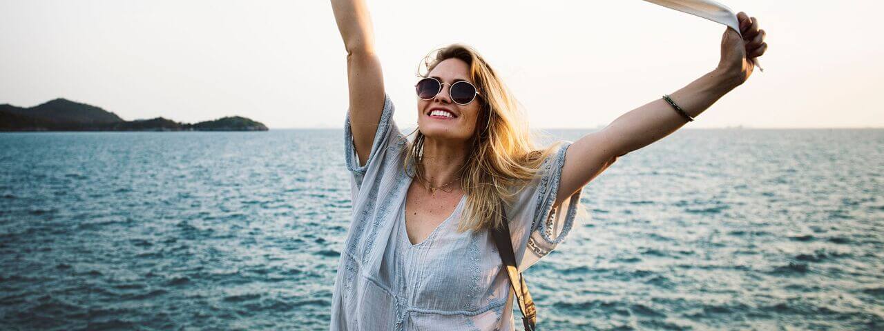 Model wearing Wildflower eyeglasses