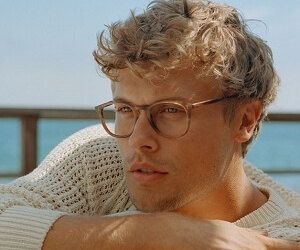 Model wearing Dita sunglasses