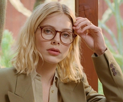 Model wearing Garrett Leight sunglasses