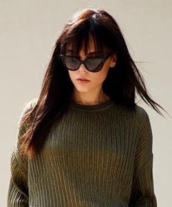 Model wearing Jimmy Choo
