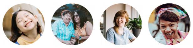 4 Circular Images of Smiling People - happy patients in Irvine and Laguna Beach