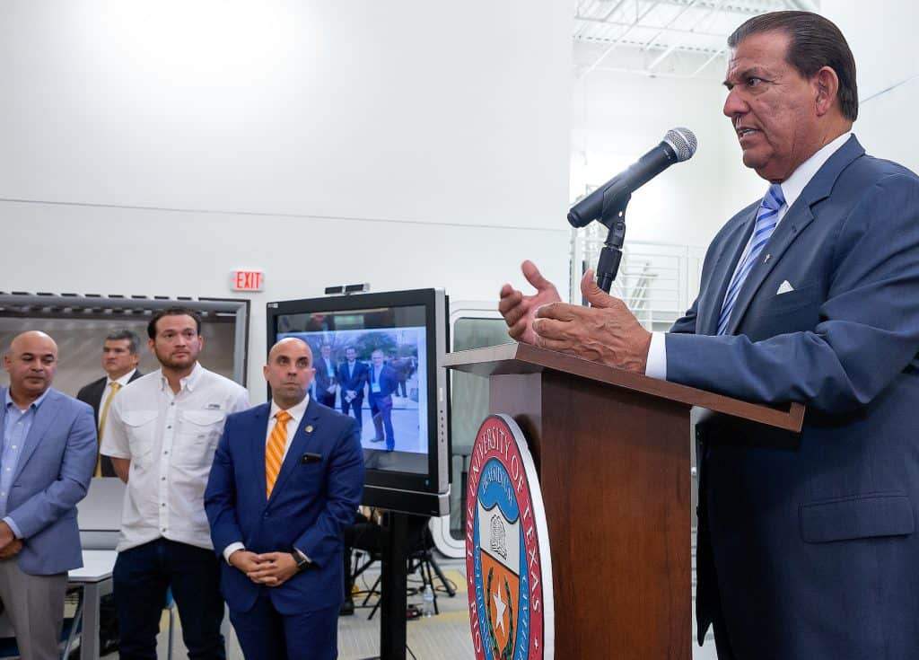 Featured: Sen. Eddie Lucio, Jr., D-Brownsville, addresses fellow state lawmakers and other area leaders during a welcome home reception, sponsored by the University of Texas Rio Grande Valley Division of Governmental & Community Relations, held on Thursday, July 16, 2019 at the UTRGV Center for Innovation and Commercialization in Weslaco. 