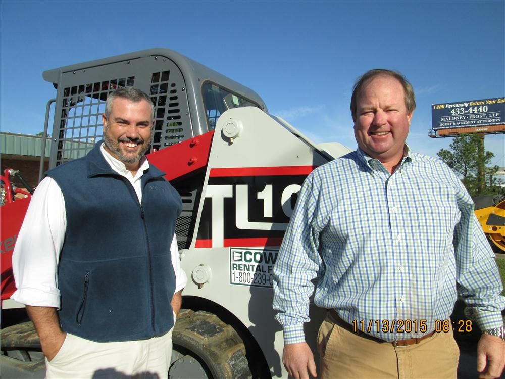 Cowin Equipment representatives Phillip Wyse (L) and Jason Brown will be serving southern Mississippi Takeuchi sales.