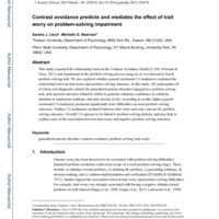 Thumbnail image for Contrast avoidance predicts and mediates the effect of trait worry on problem-solving impairment