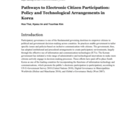 Thumbnail image for Pathways to electronic citizen participation: Policy and technological arrangements in Korea