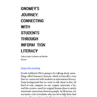 Thumbnail image for Gnomey’s Journey: Connecting with Students through Information Literacy