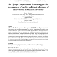 Thumbnail image for The Olympic Competition of Thomas Digges: The measurement of parallax and the development of observational methods in astronomy