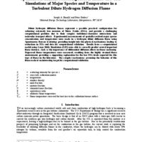Thumbnail image for Spontaneous Raman Scattering Measurements and CFD  Simulations of Major Species and Temperature in a  Turbulent Dilute Hydrogen Diffusion Flame