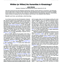 Thumbnail image for Whither (or Wither) the Humanities in Kinesiology?
