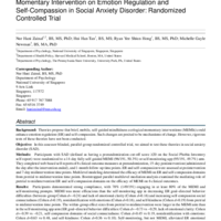 Thumbnail image for Testing the Efficacy of a Brief, Self-Guided Mindfulness Ecological Momentary Intervention on Emotion Regulation and Self-Compassion in Social Anxiety Disorder: Randomized Controlled Trial
