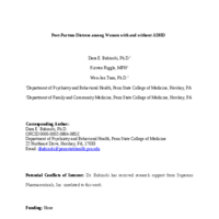 Thumbnail image for Post-Partum Distress among Women with and without ADHD