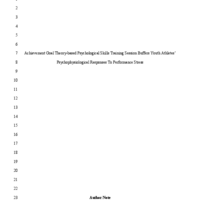 Thumbnail image for Achievement Goal Theory-Based Psychological Skills Training Session Buffers Youth Athletes’ Psychophysiological Responses to Performance Stress.