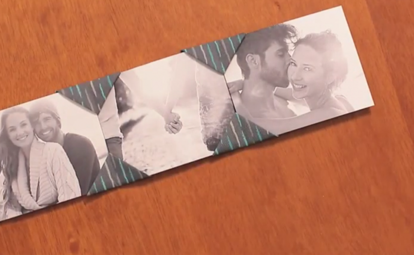 Técnica de origami em tecido transforma esse porta-retrato, que serve para guardar boas lembranças