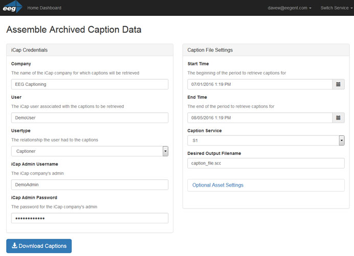EEG News iCap Introduces PreviouslyAired Caption File Retrieval