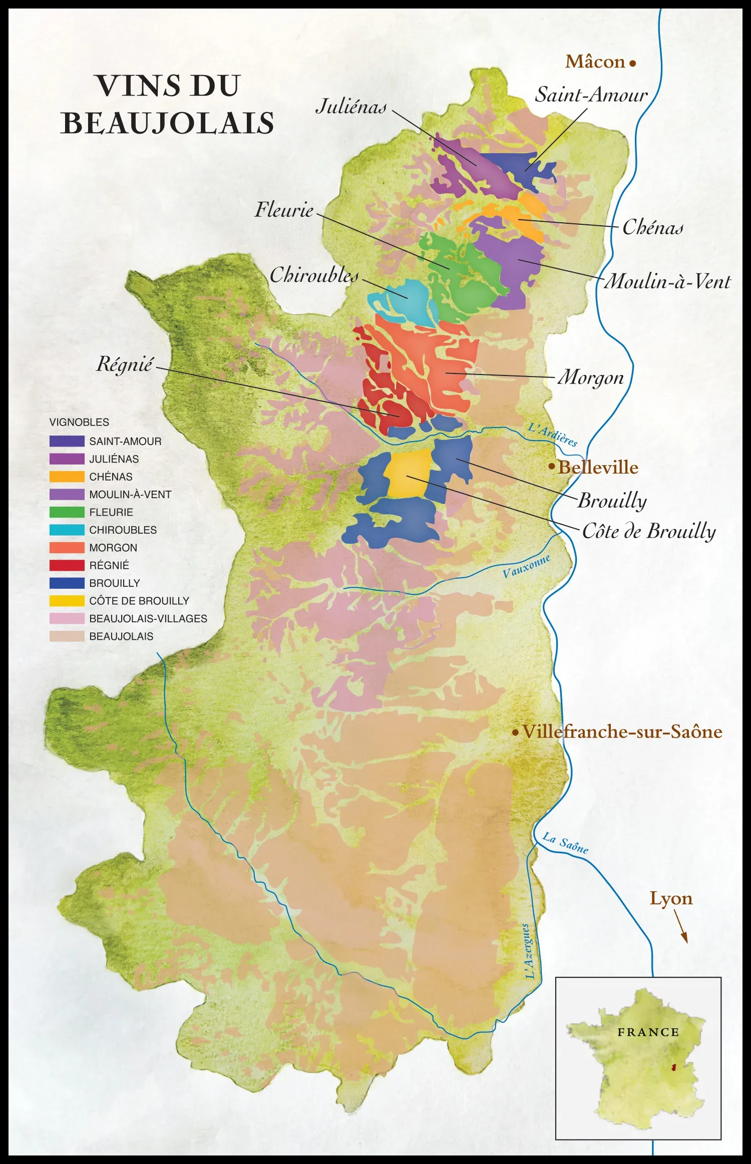 Map of Beaujolais