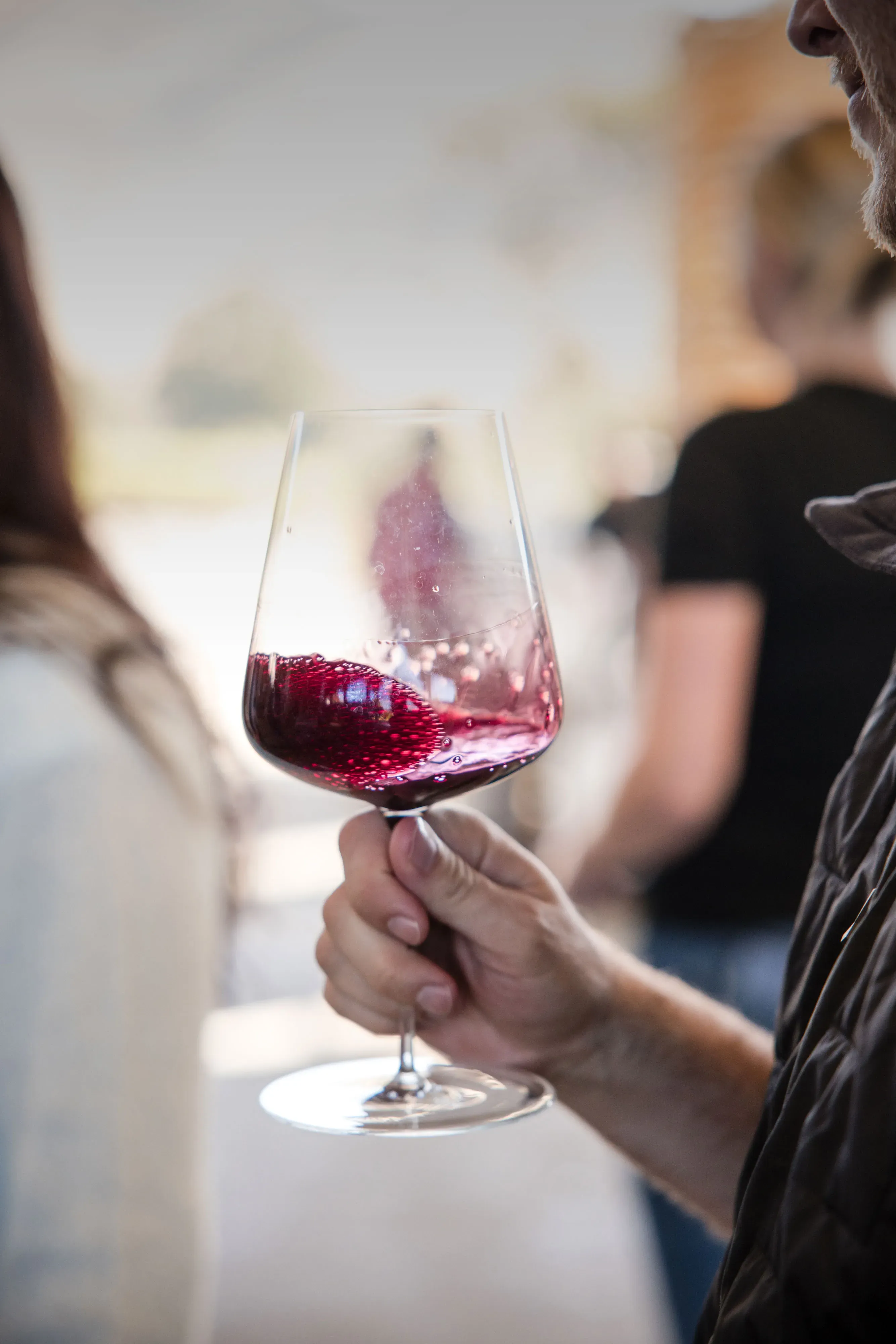Glass of McCoy Cabernet Sauvignon being swirled in a glass.