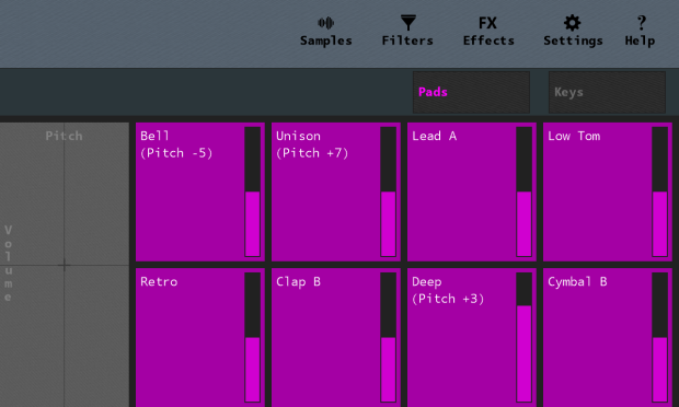 Sampler in drumpad mode