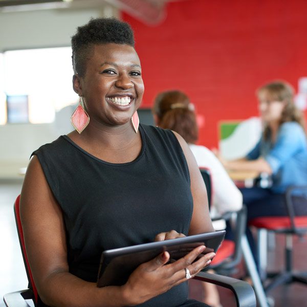 Smiling woman at gym