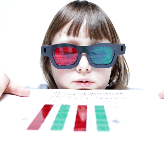 A child undergoing vision therapy