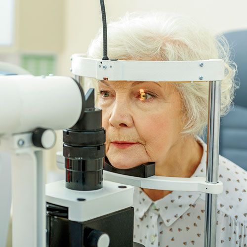 Senior woman undergoing eye exam