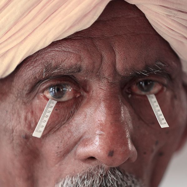 A man undergoing a tear test