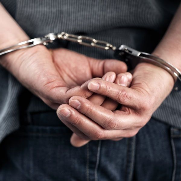 Man's handcuffed hands