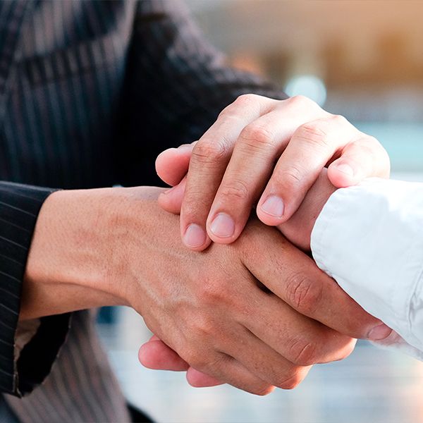 Man and woman shaking hands