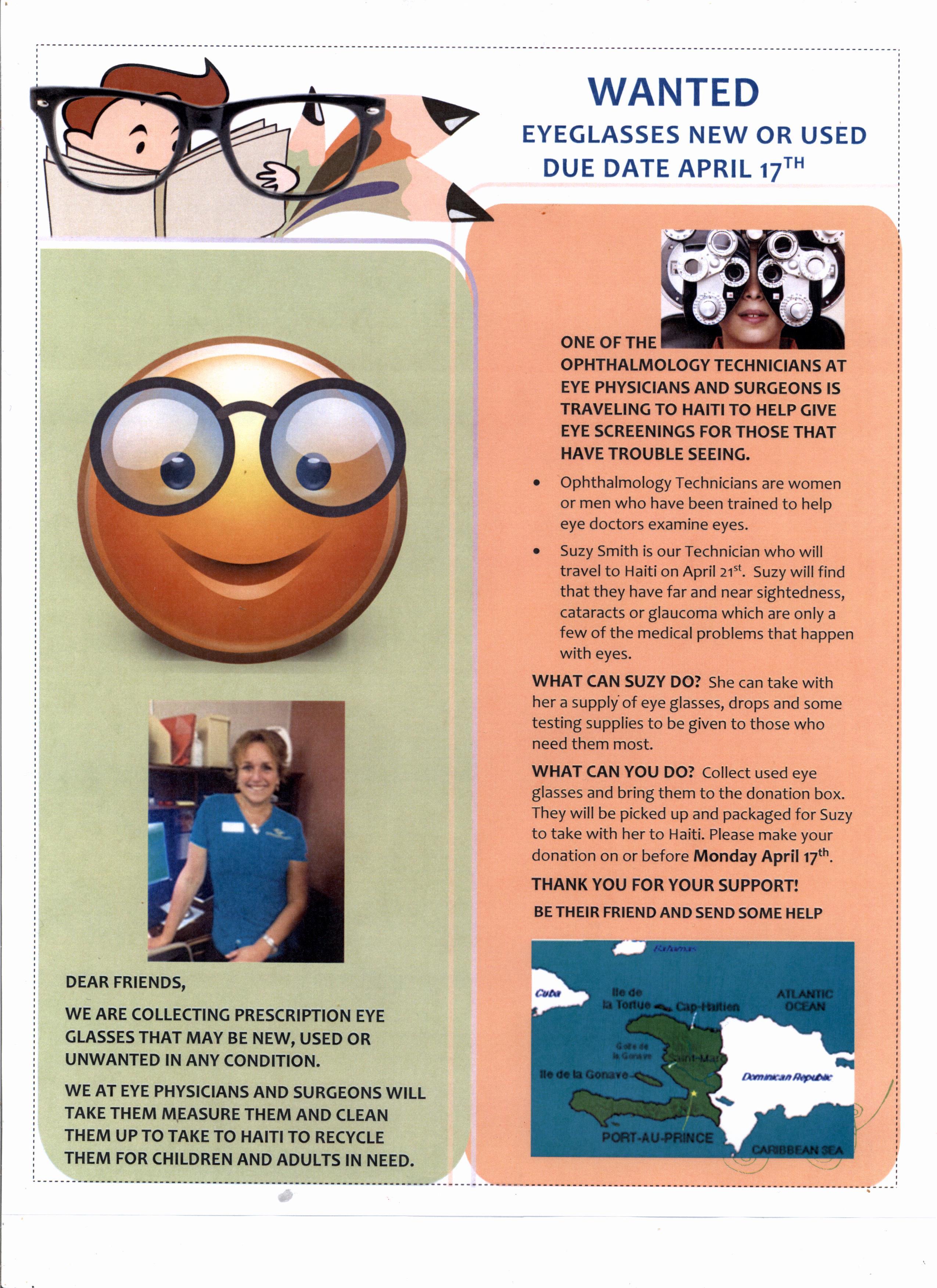 Donations,used eye glasses WANTED