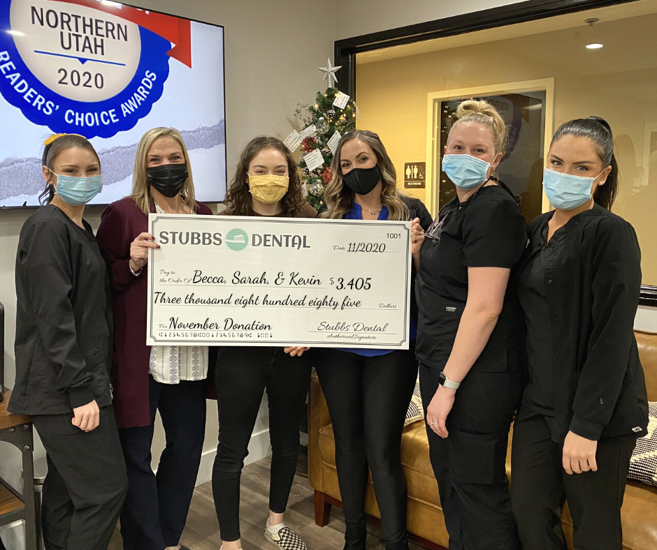 Stubbs Dental Giving Back Monthly Donation Becca, Sarah, & Kevin