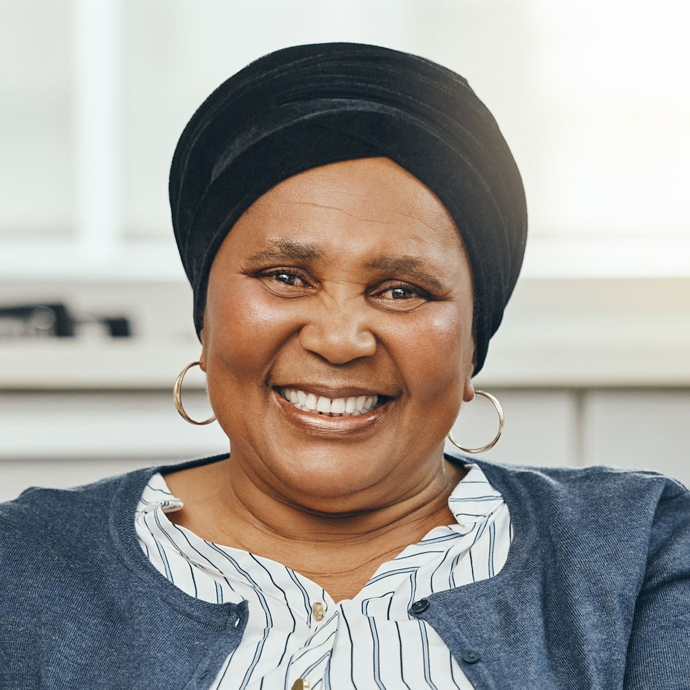 Smiling woman with denture