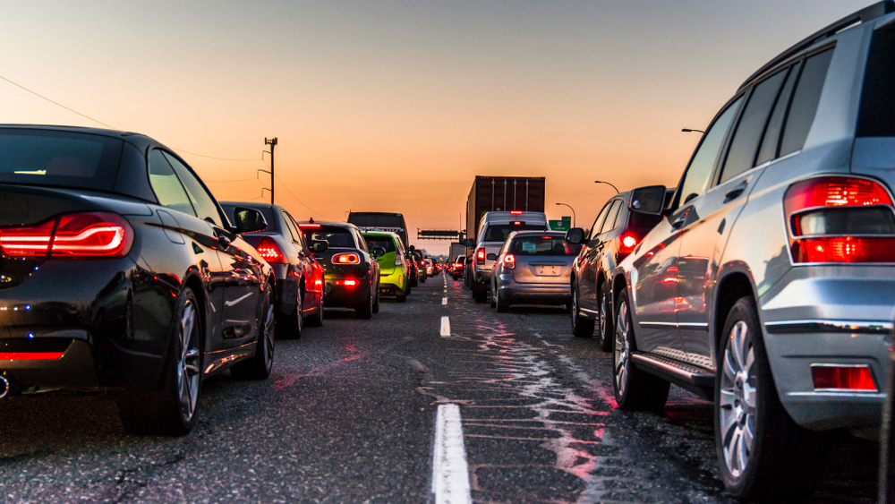 Car stuck in a traffic jam
