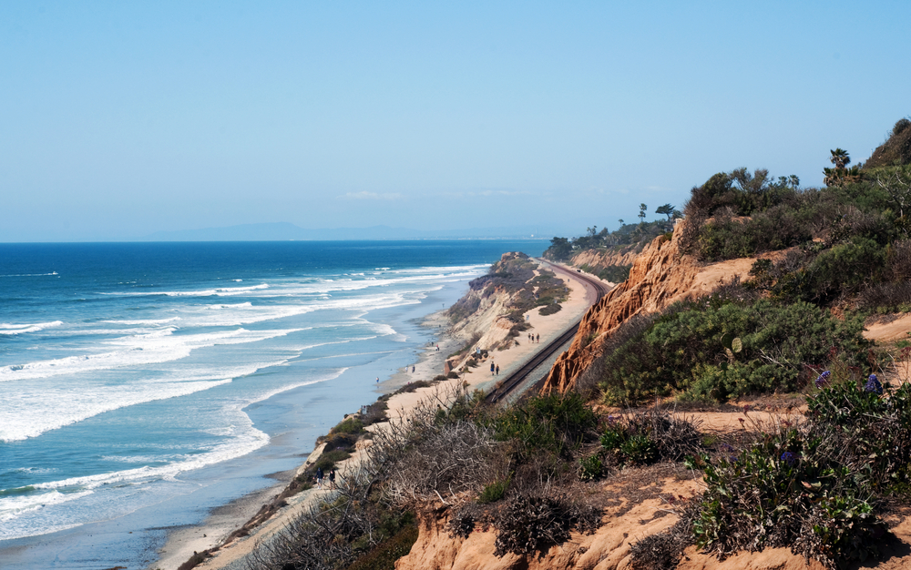 Beach and coastline in Del Mar, CA