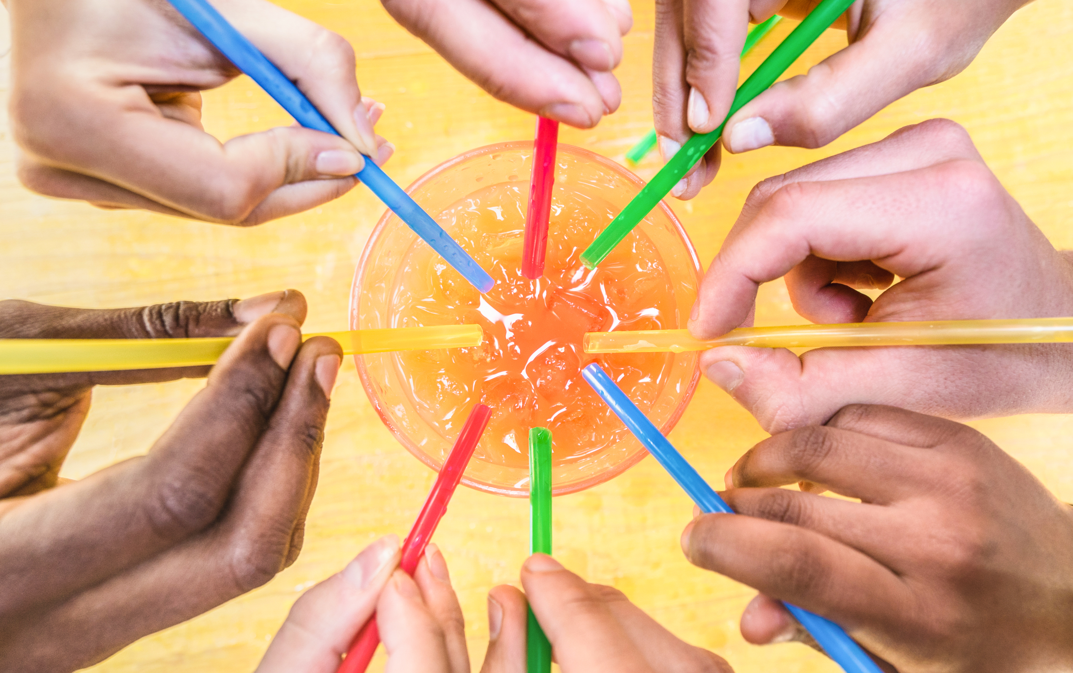 drinking with straws