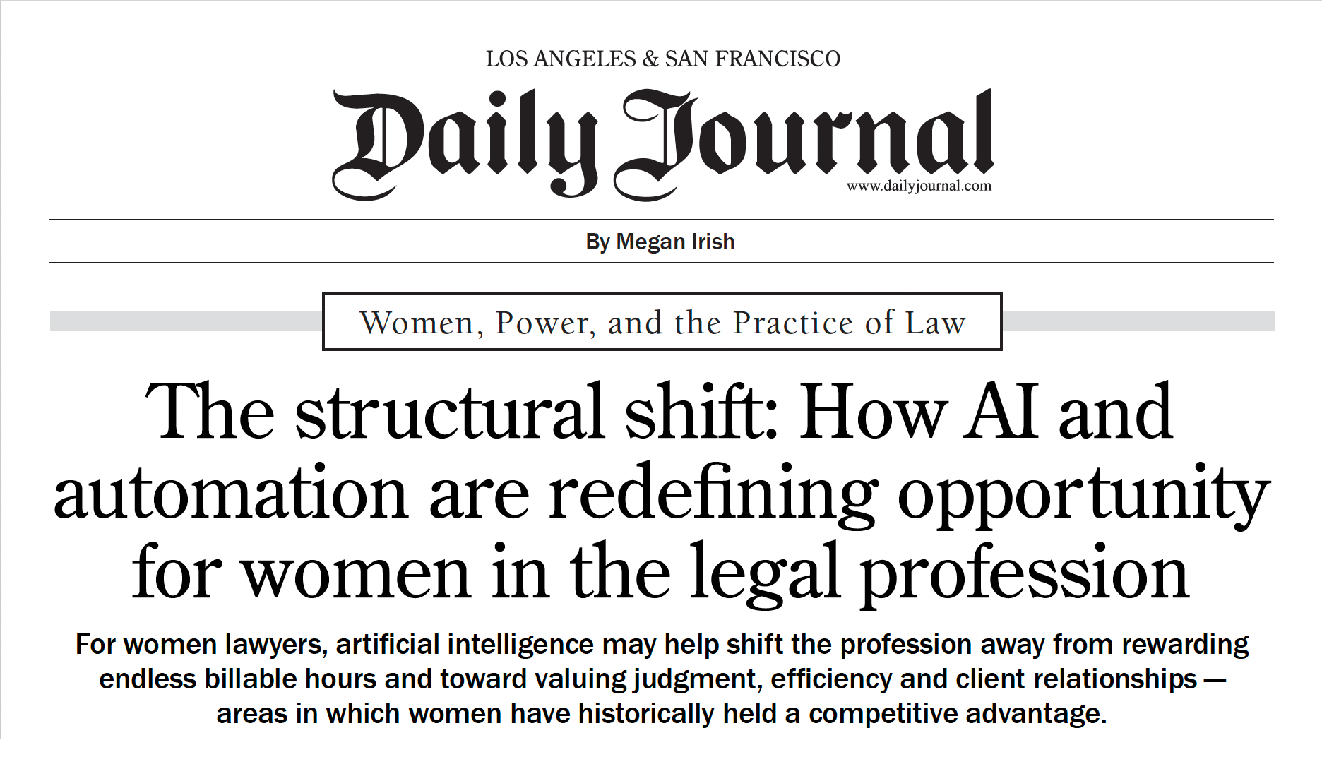 Artificial intelligence and automation redefining opportunities for women in the legal profession