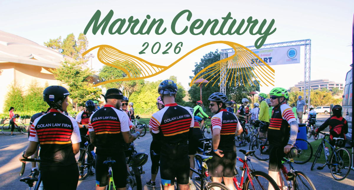 Dolan Law Firm cyclists gathering at the Marin Century start line