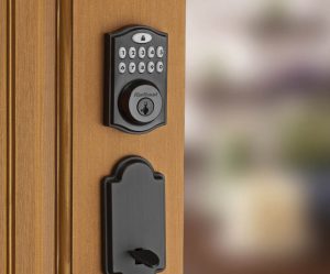 Kwikset’s SmartCode 916 Touchscreen Deadbolt with Home Connect Technology ($249) provides SecureScreen, an important feature that can help mask "smudge" attacks, in which passcodes can potentially be jeopardized by detecting frequently used numbers and characters from the oily residues on the touchscreen surface. Additionally, all of the company’s locks, including Kevo ($219), the first lock on the market to use Bluetooth technology, incorporate SmartKey, which allows users to rekey locks themselves without the expense of hiring a locksmith. Also, with its introduction last year of its SmartCode 914 Deadbolt with Home Connect Technology ($219), Kwikset brought to market an electronic lock with a remarkably small interior footprint for improved front-door aesthetics.