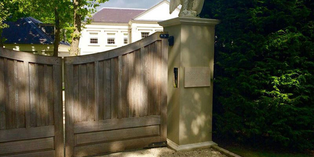 surveillance cameras capture activity at the front gate.