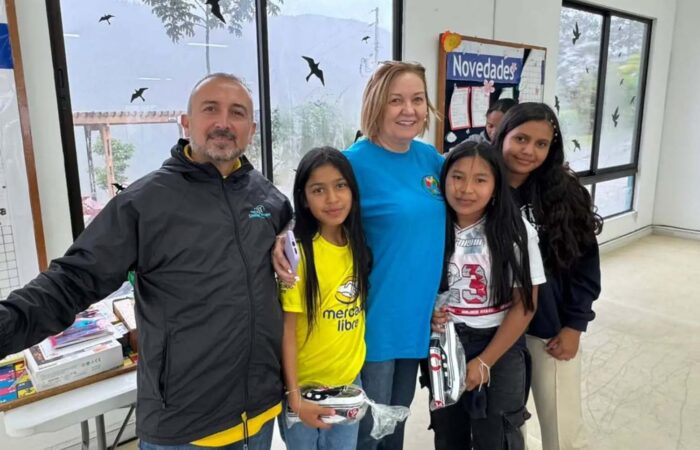 family doing mission work with Colombian non profti for children
