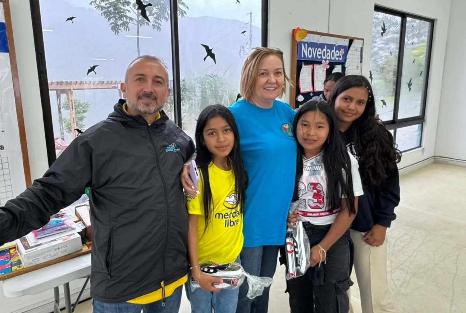 family doing mission work with Colombian non profti for children