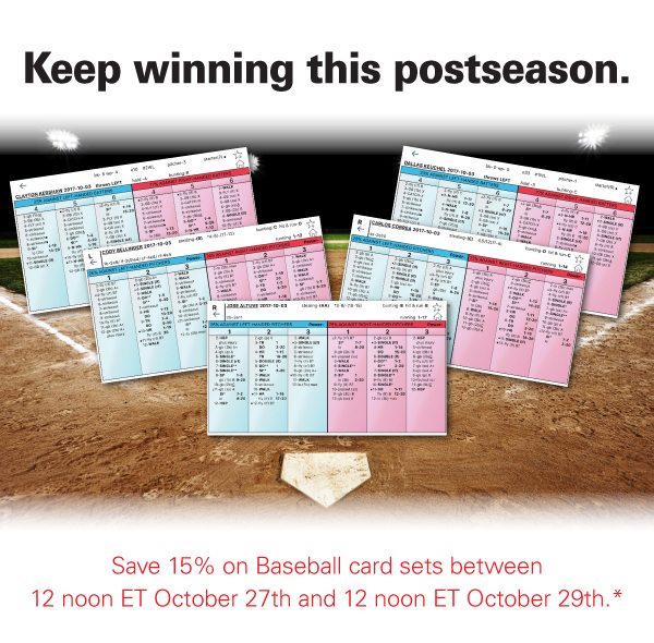 Save 15% on Baseball card sets between 12 noon ET October 27th and 12 noon ET October 29th.*