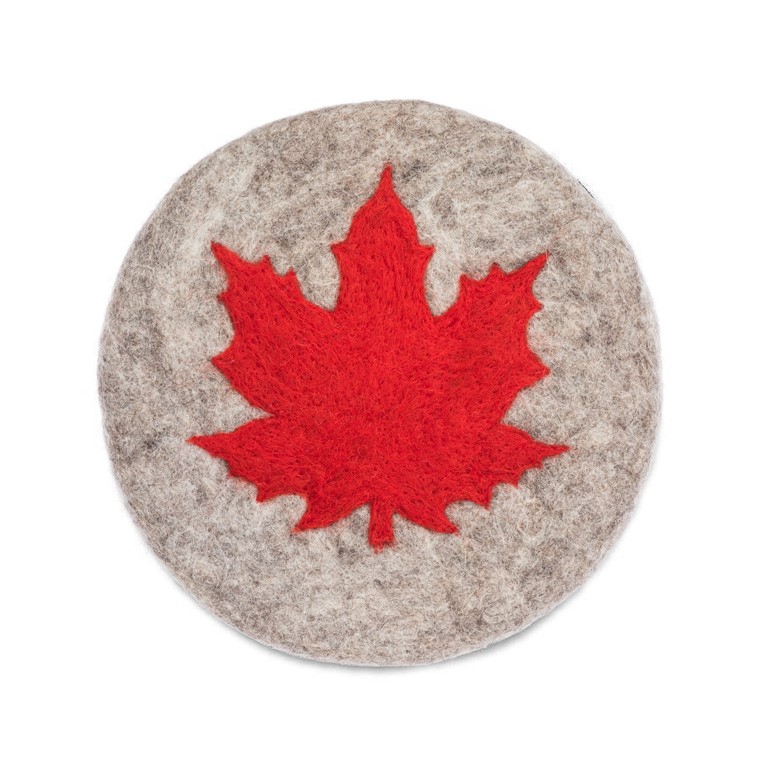 Maple Leaf Coaster-Gry/Red-4
