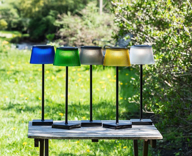 Fluted Green Shade LED Outdoor Table Lamp-15