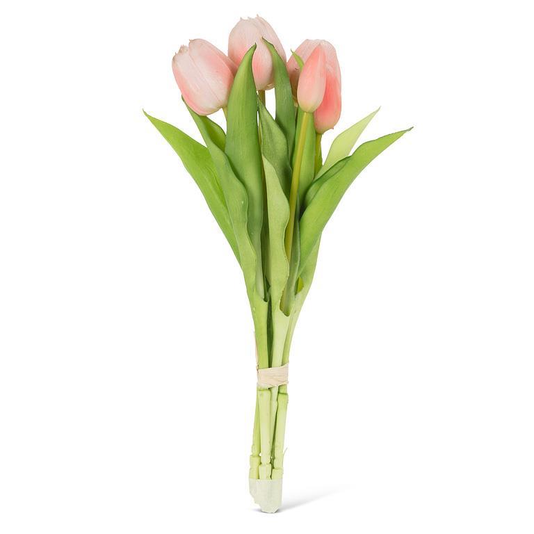 Lifelike 5 Stem Tulip Bunch-Pnk-12