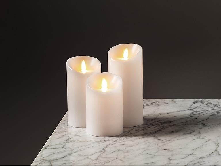 Lg White Reallite Candle-3x6.5
