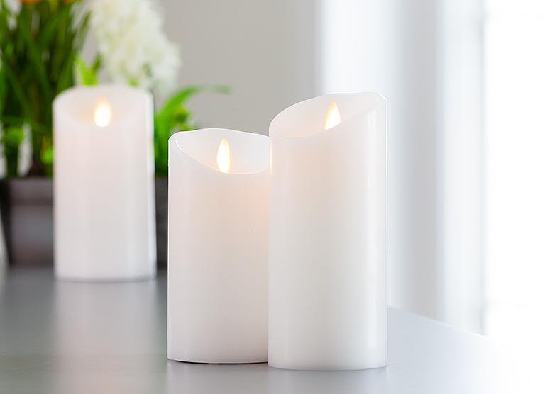 Lg White Reallite Candle-3x6.5