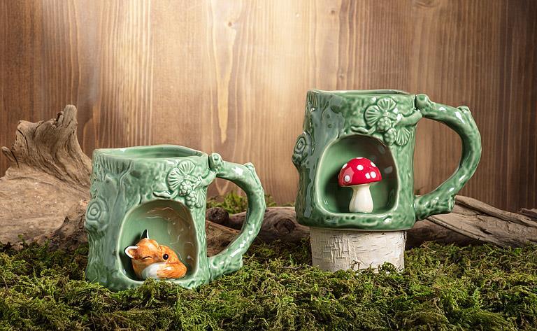 Tree Look Mug w/Fox-4"H(12oz)