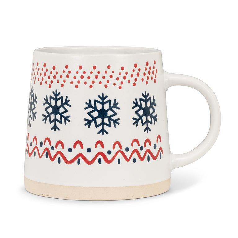 Wide Base Mug w/Nordic Pattern-3.5"H(14oz)