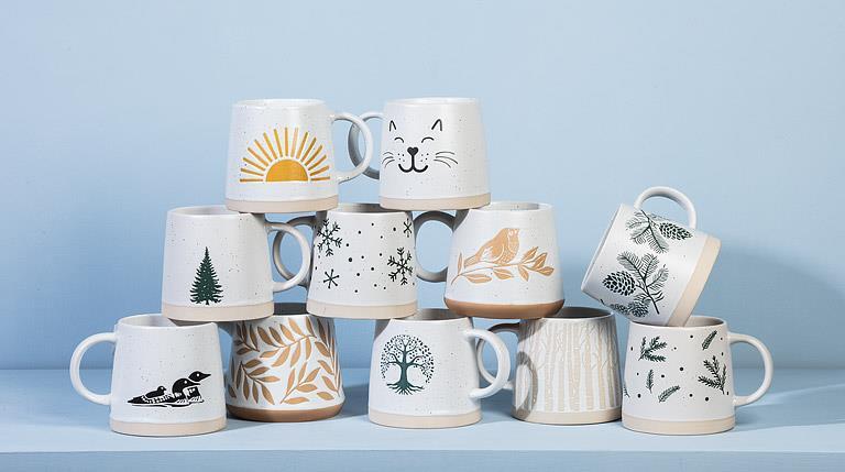 Wide Base Mug w/Loons-3.5"H(14oz)